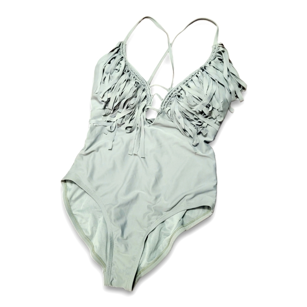 BluC Bohemian Fringe One Piece Swimsuit Plus Size 1X